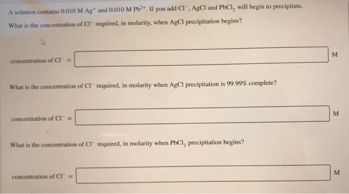 Solved Ksp of AgCl is 1.77 x 10^-10 and for PbCl2 it's 1.70 | Chegg.com