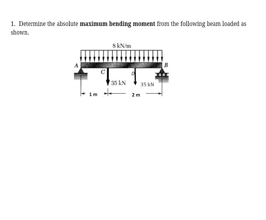 Solved 1. Determine The Absolute Maximum Bending Moment From | Chegg.com