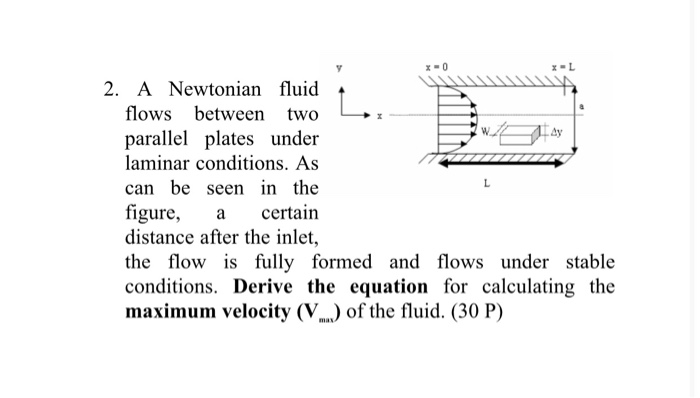 Solved I-0 X-L L 2. A Newtonian fluid La flows between two | Chegg.com