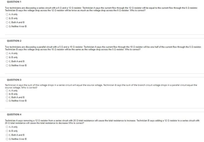 Solved QUESTION 1 Two Technicians Are Discussing A Series | Chegg.com