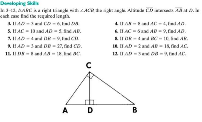 Solved Developing Skills In 3-12, AABC is a right triangle | Chegg.com