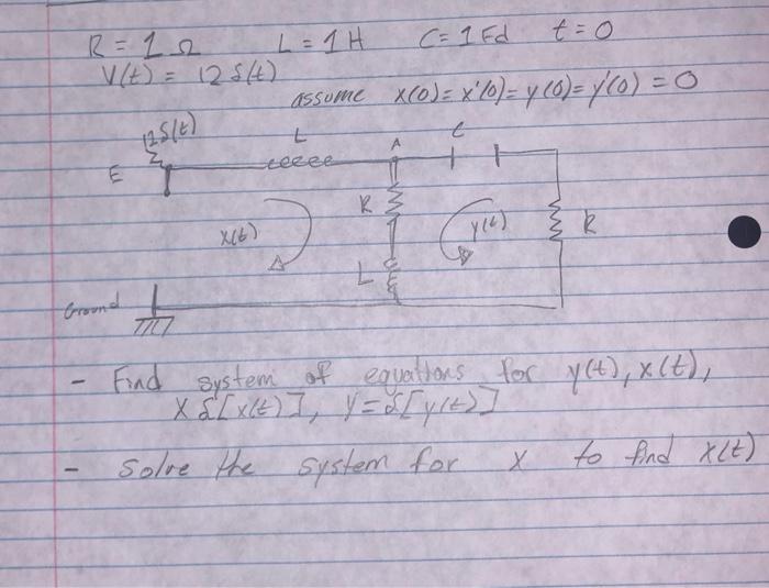 Solved L 1h C 1 Ed T 0 V T 128 4 Assume X Xb Chegg Com