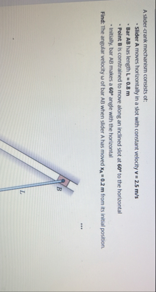Solved A slider-crank mechanism consists of:Slider A moves | Chegg.com