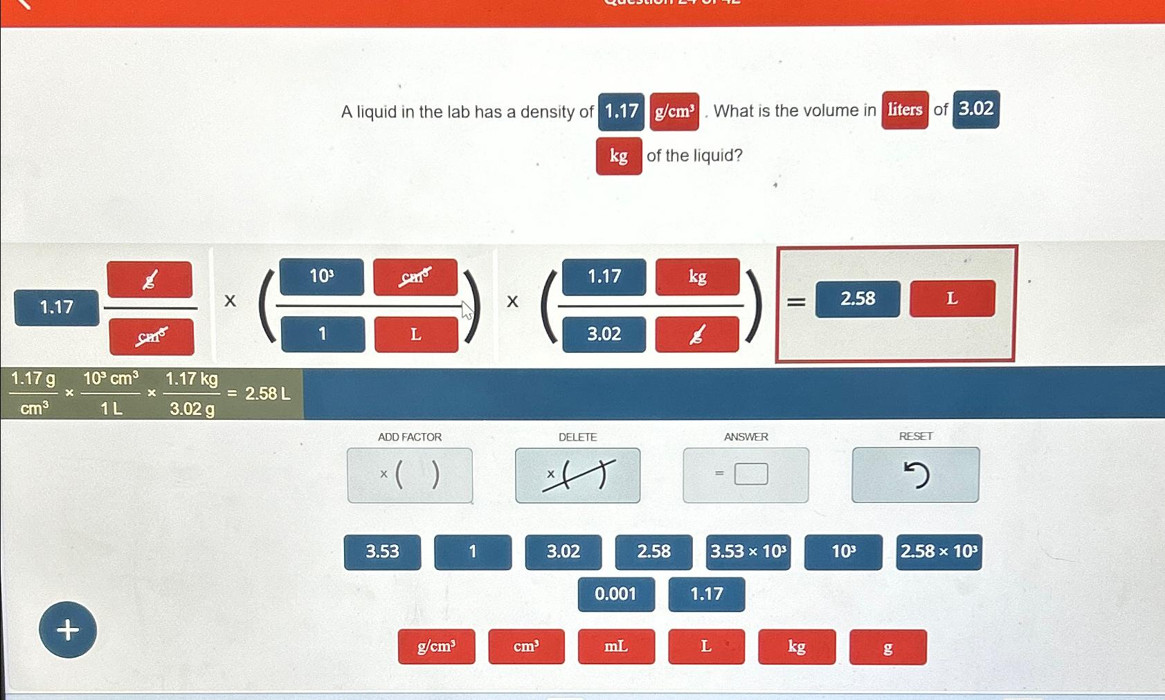 Solved A liquid in the lab has a density of 1.17gcm3. ﻿What | Chegg.com