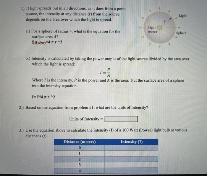 Solved 1.) If light spreads out in all directions, as it