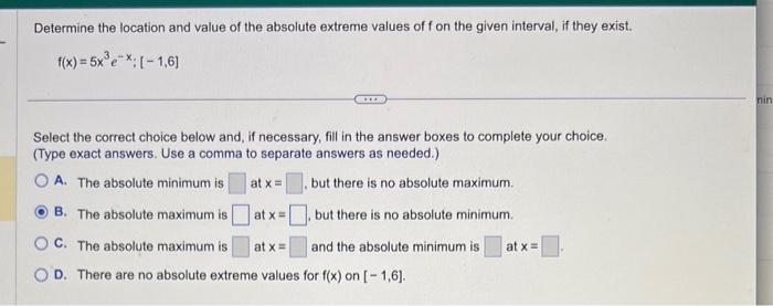 Solved Determine the location and value of the absolute | Chegg.com