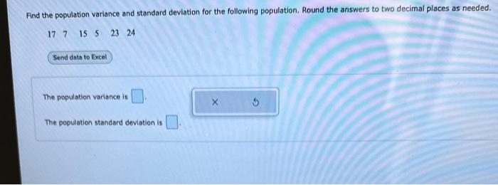 Solved Find the population variance and standard deviation | Chegg.com