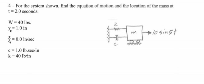 Solved 4 For The System Shown Find The Equation Of Motio Chegg Com