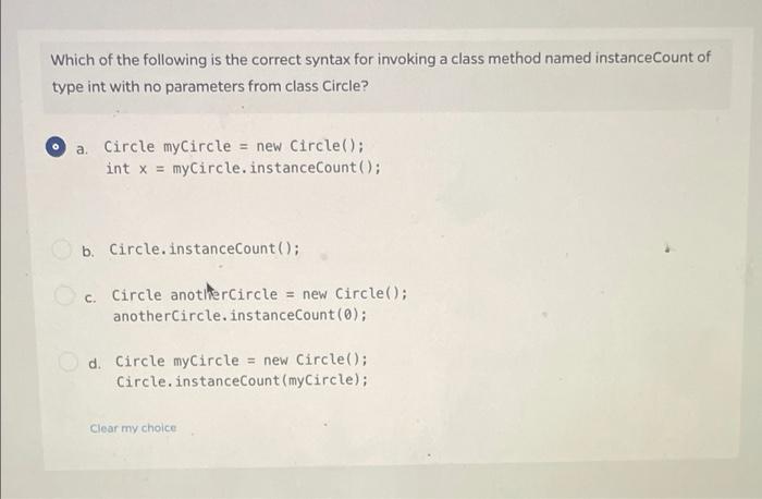 Solved Which of the following is the correct syntax for | Chegg.com