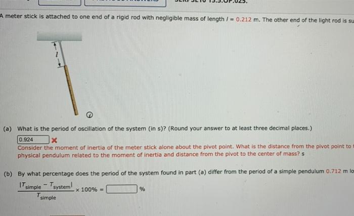 Solved - wwwwwwww A meter stick is attached to one end of | Chegg.com