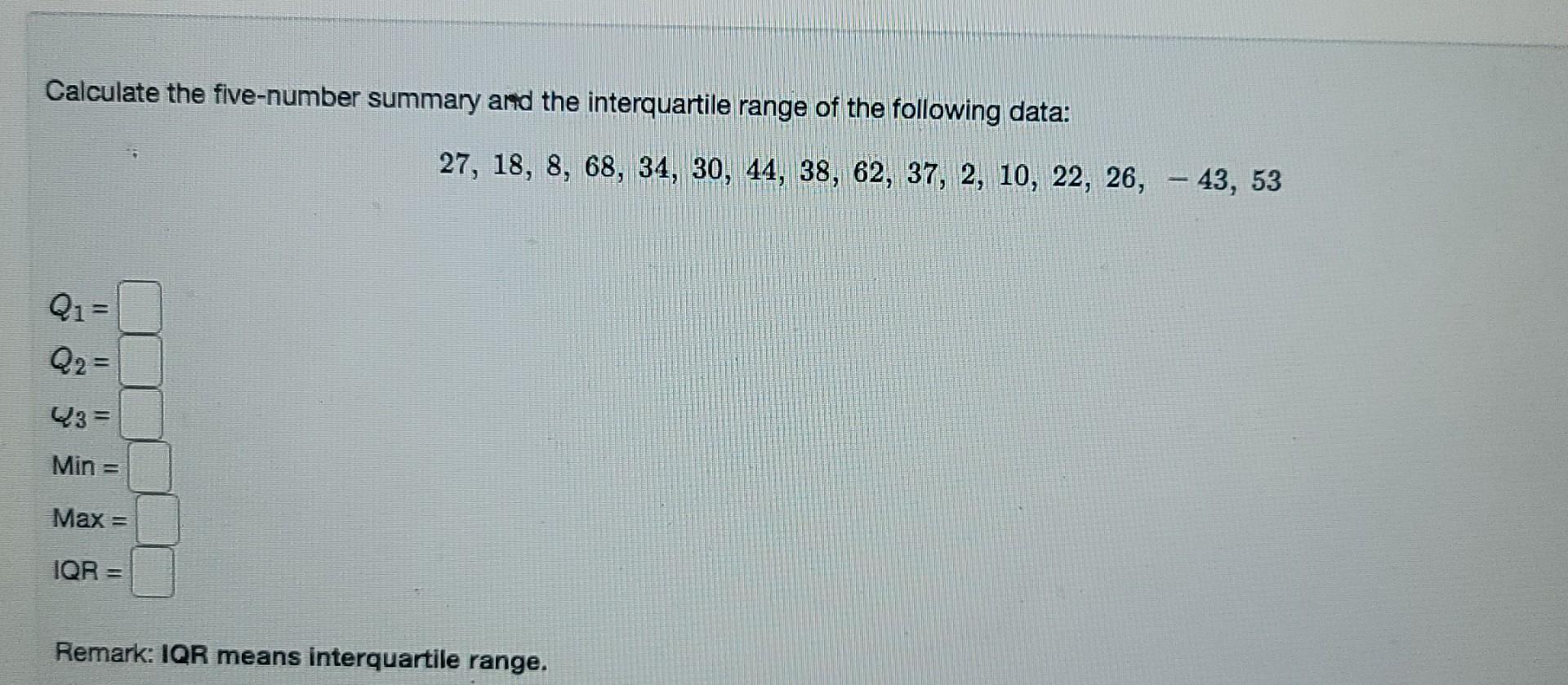 Solved Calculate The Five-number Summary And The | Chegg.com