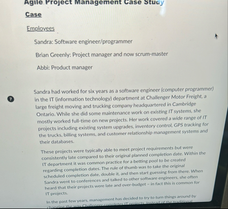 Solved Agile Project Management Case | Chegg.com