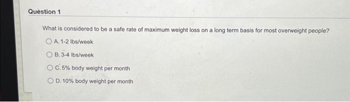 Solved Question 1 What is considered to be a safe rate of | Chegg.com