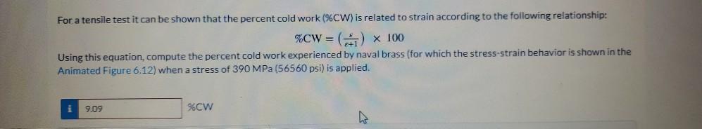 Solved For a tensile test it can be shown that the percent | Chegg.com