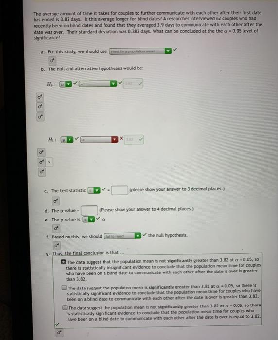 Solved The average amount of time it takes for couples to | Chegg.com