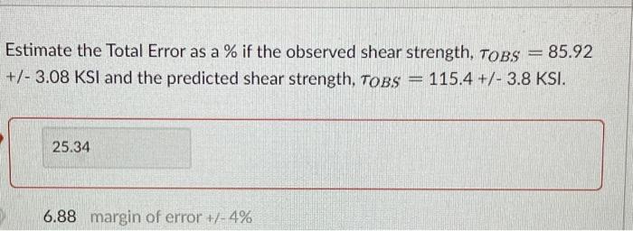 Solved Estimate the Total Error as a \% if the observed | Chegg.com