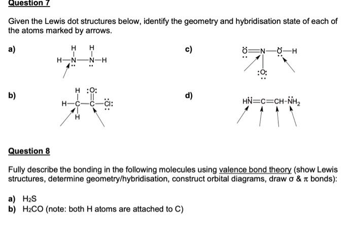 Solved Question 7 Given the Lewis dot structures below, | Chegg.com