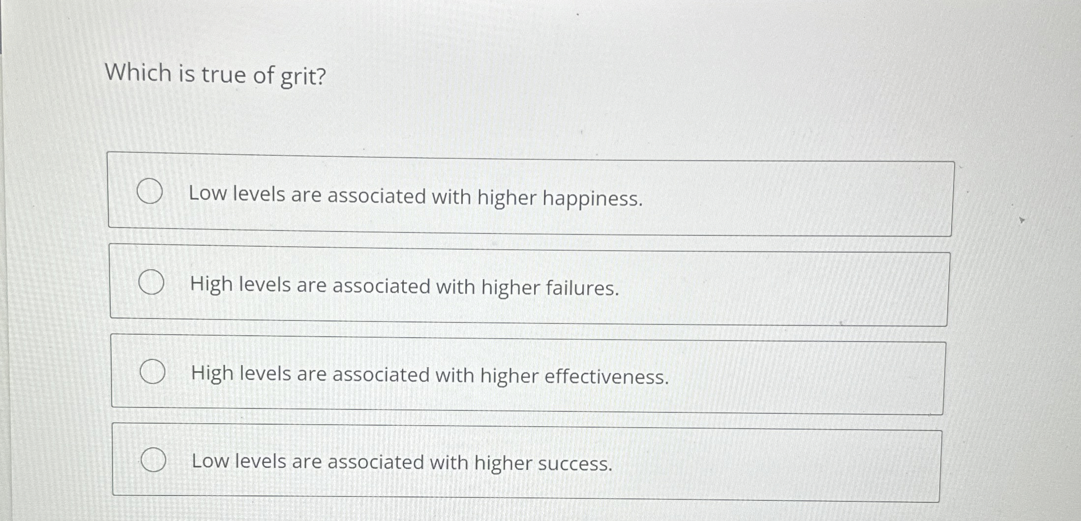 Solved Which is true of grit?Low levels are associated with | Chegg.com