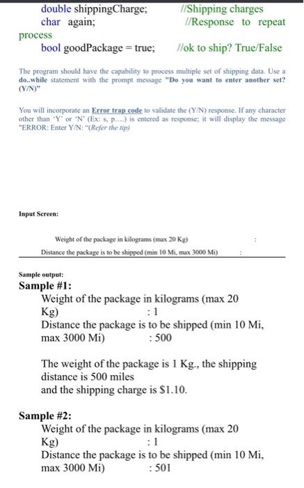 Solved Assignment - Shipping Charges with while loop 10 | Chegg.com