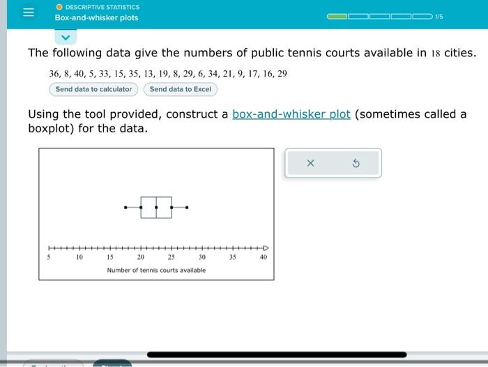 Using the tool provided, construct a box-and-whisker plot (sometimes called a boxplot) for the data.