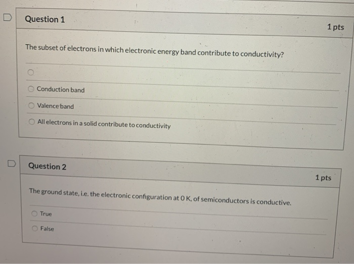 Solved 1 pts Question 1 The subset of electrons in which | Chegg.com
