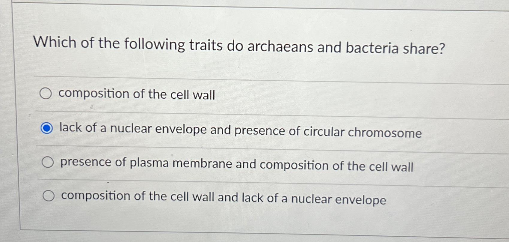 Solved Which of the following traits do archaeans and