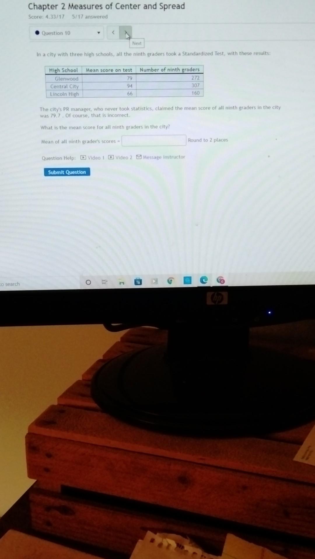Solved Chapter 2 Measures of Center and Spread Score: | Chegg.com