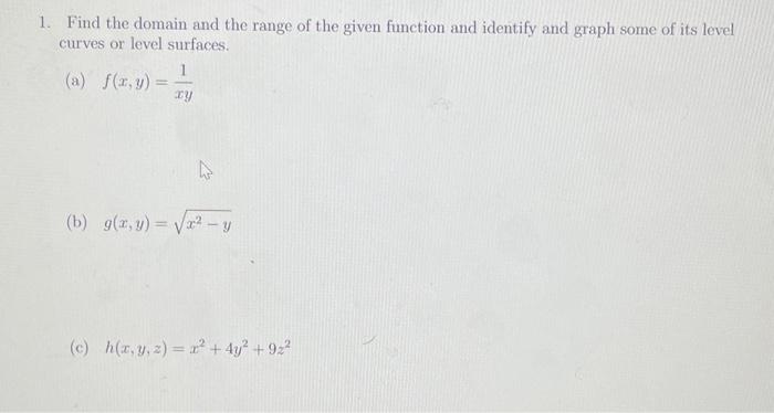 Solved 1. Find the domain and the range of the given | Chegg.com