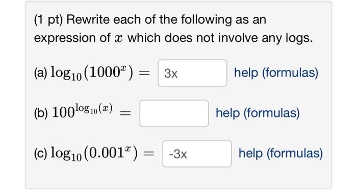 Solved (1 pt) Rewrite each of the following as an expression | Chegg.com