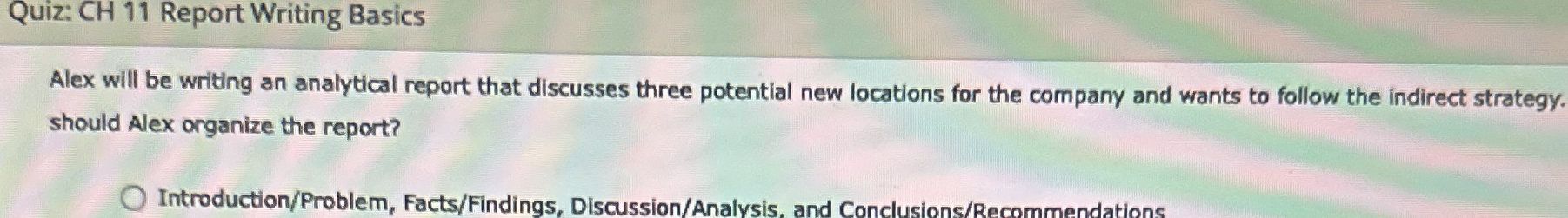 Solved Alex will be writing an analytical report that | Chegg.com