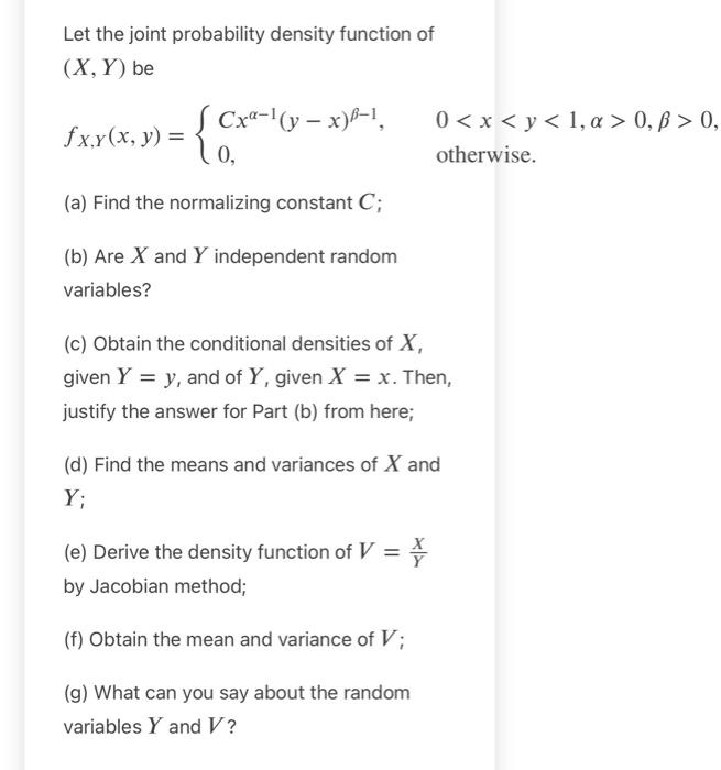 Solved Let the joint probability density function of (X,Y) | Chegg.com