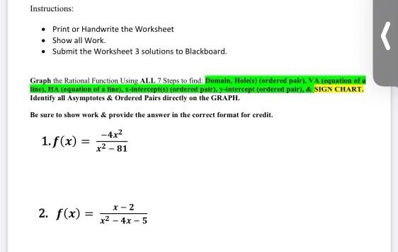 Solved Instructions: • Print or Handwrite the Worksheet Show | Chegg.com