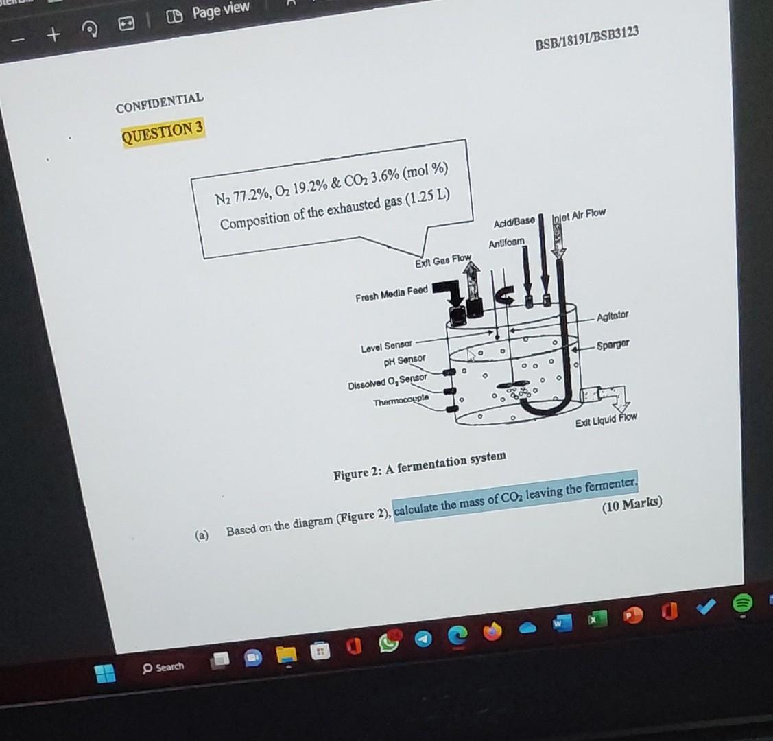 Solved Figure 2: A fermentation system (a) Based on the | Chegg.com