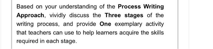 Solved Based on your understanding of the Process Writing | Chegg.com