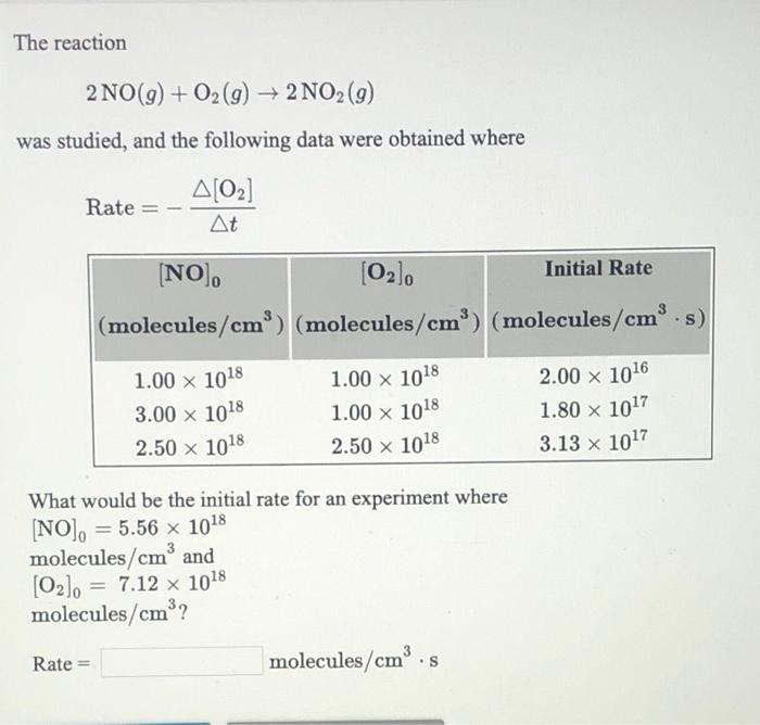 Solved The reaction 2NO(g) + O2(g) + 2 NO2(9) was studied, | Chegg.com