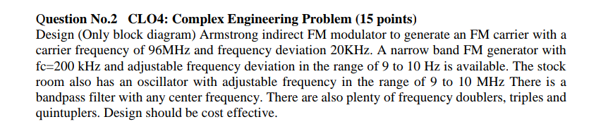 Solved Question No.2 CLO4: Complex Engineering Problem (15 | Chegg.com