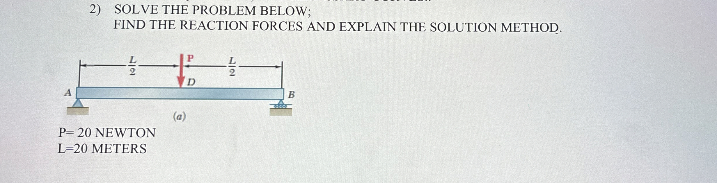 [Solved] SOLVE THE PROBLEM BELOW; FIND THE REACTION FORCES