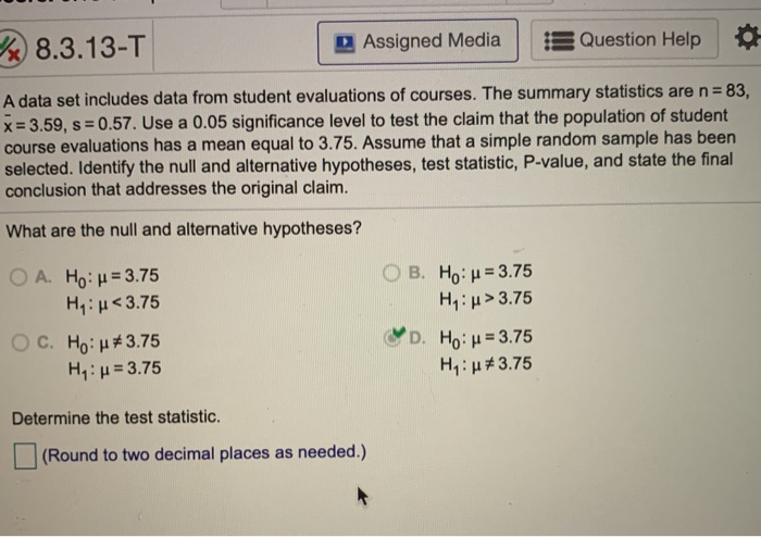 Solved k 8.3.13-T Assigned Media Question Help A data set | Chegg.com