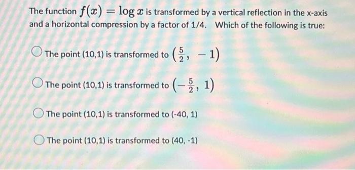 53 pts!! The function f(x)= 7^x+1 is transformed to function g through a  horizontal compression by a factor 