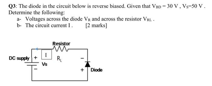 Solved Q3: The diode in the circuit below is reverse biased. | Chegg.com