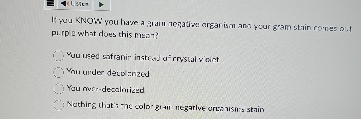 Solved If you KNOW you have a gram negative organism and | Chegg.com
