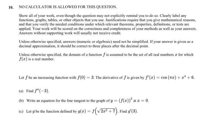 Solved NO CALCULATOR IS ALLOWED FOR THIS QUESTION. Show all | Chegg.com