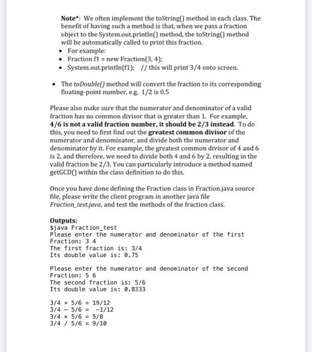 Solved Problem 1 The Fraction Class (Fraction.java and
