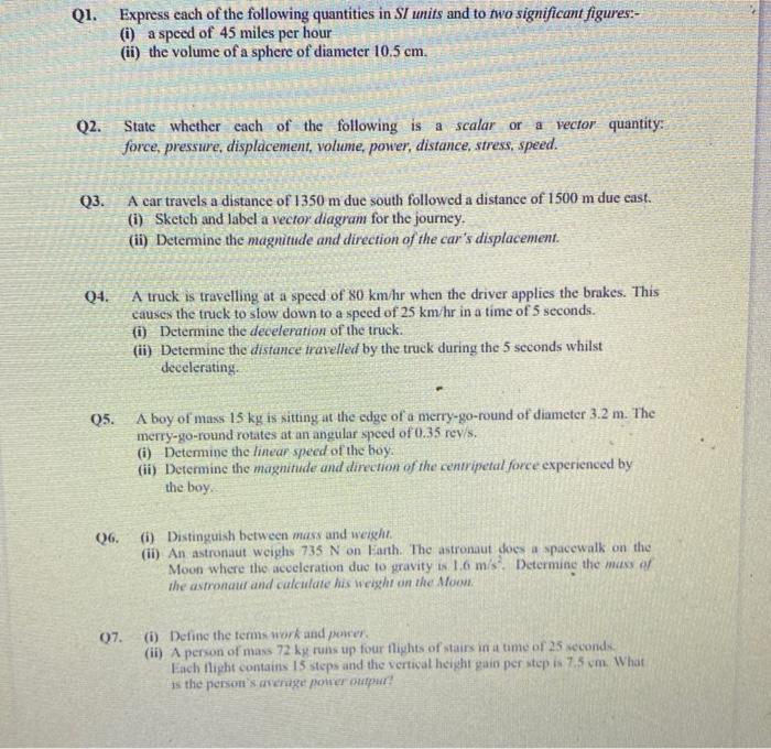 Solved Q1. Express each of the following quantities in SI | Chegg.com