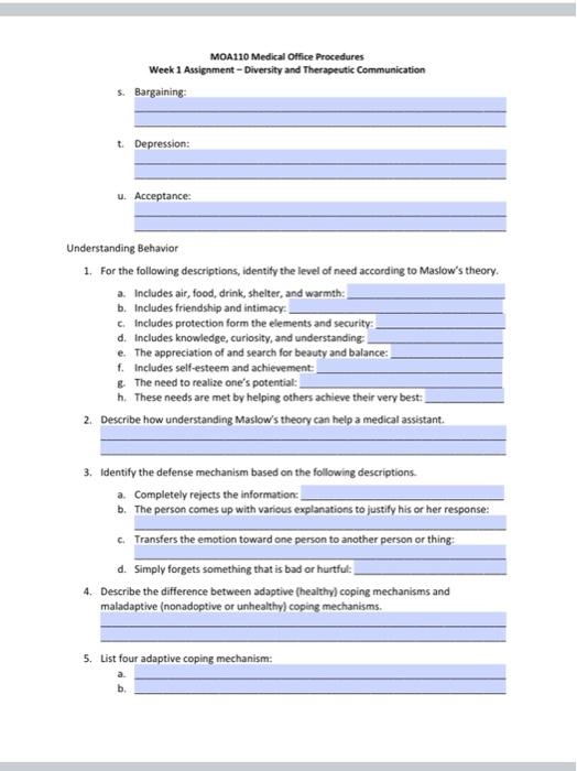 Solved MOA.10 Medical OAfice Procedures Week 1 Assignment - | Chegg.com