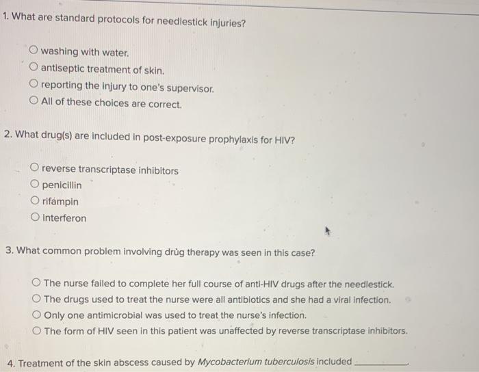 Solved 1. What are standard protocols for needlestick