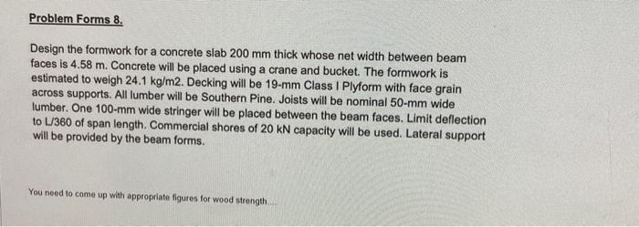 Solved Design the formwork for a concrete slab 200 mm thick | Chegg.com
