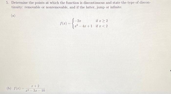 Solved 5. Determine the points at which the function is | Chegg.com
