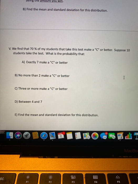 Solved Ing The Amount You Win. B) Find The Mean And Standard | Chegg.com