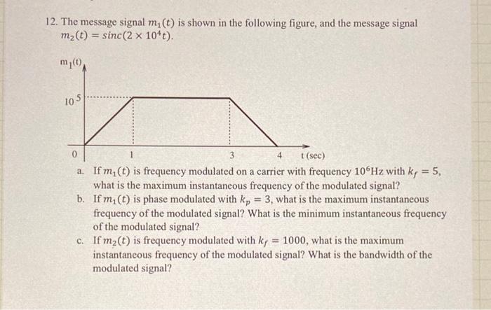 Solved 12. The Message Signal M1(t) Is Shown In The | Chegg.com